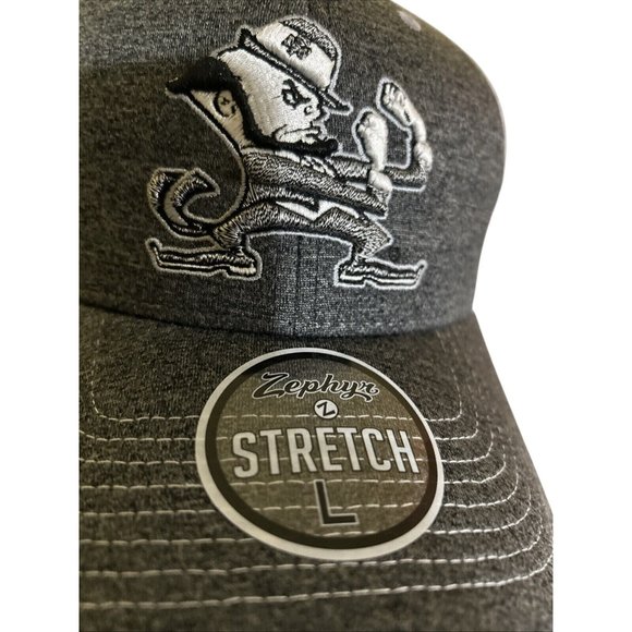 Zephyr NCAA Notre Dame Fighting Irish “Mist” Curved Bill Stretch Fit Hat New L - Picture 11 of 13